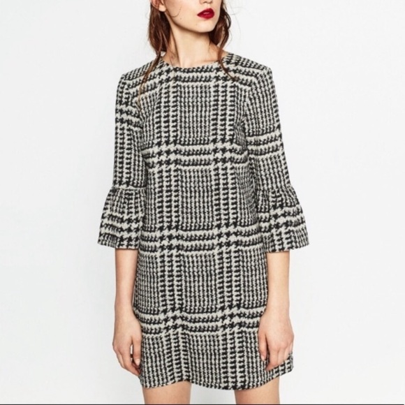 ZARA Houndstooth Work Shift Dress - Picture 2 of 9